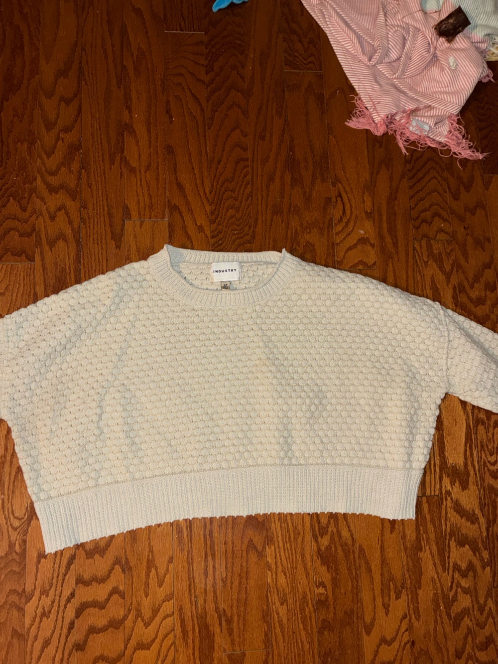 Industry Cream Textured Cropped Knit Sweater Size S/P
